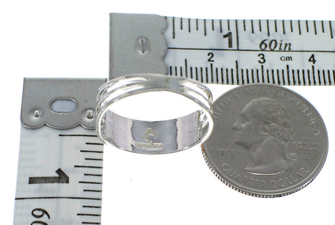 Southwest Genuine Sterling Silver Multicolor Inlay Ring Size 8-3/4 QX76041